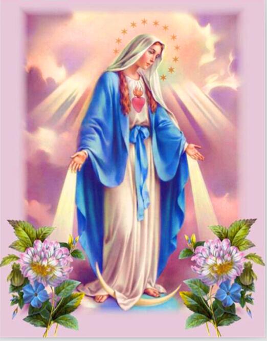 Broderie Diamant 3D DIY – Jésus-Christ, Mère et Enfant (Diamants Carrés)