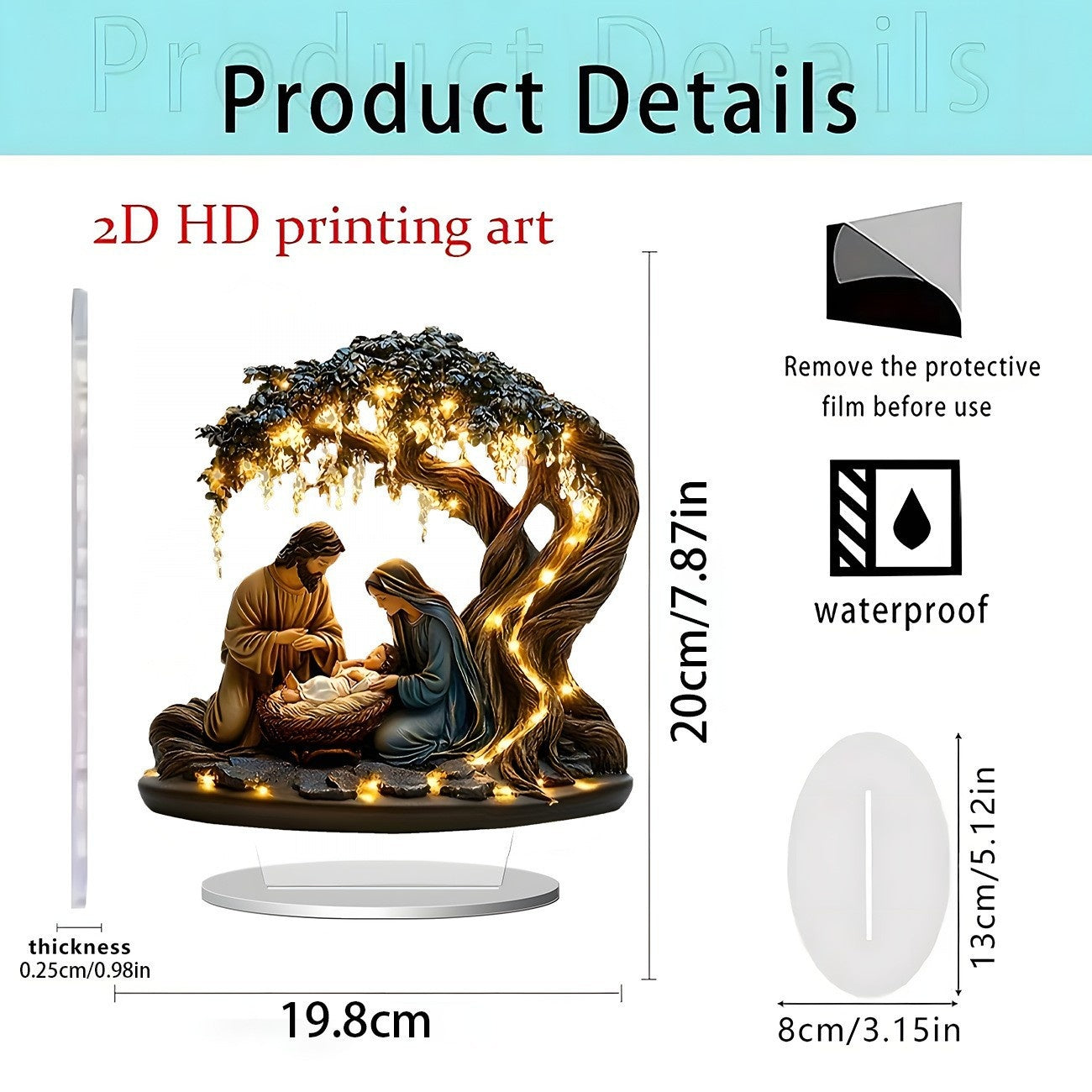 Ornement Décoratif en Acrylique – Jésus & Arbre de Vie