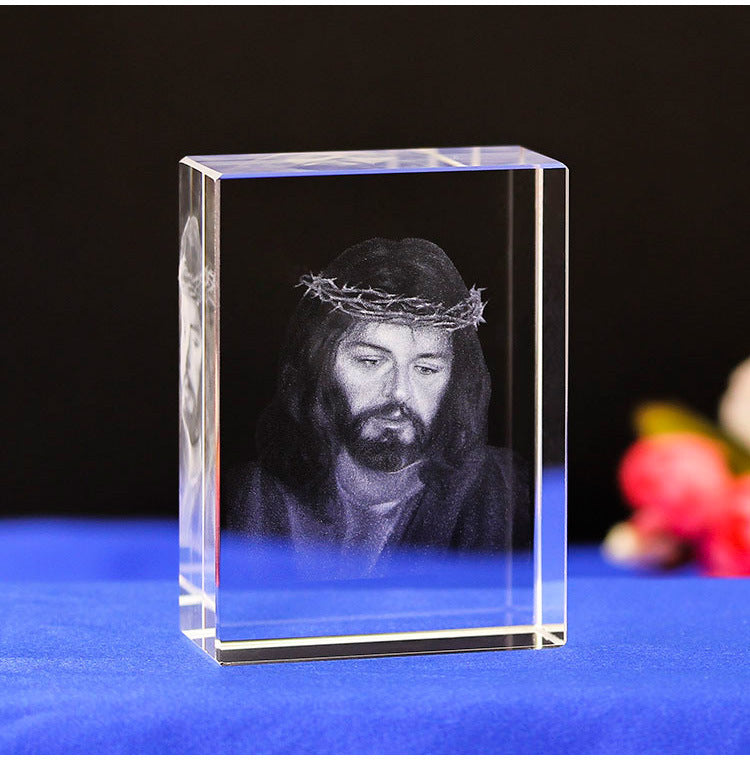 Ornement Chrétien en Cristal 3D – Jésus-Christ