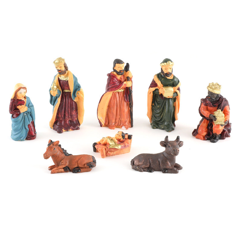 Crèche de Noël – Jésus à la Mangeoire (Ensemble 8 pièces)