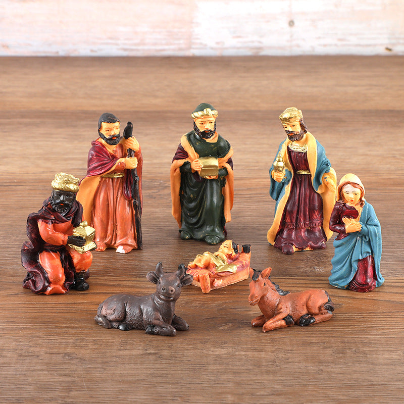 Crèche de Noël – Jésus à la Mangeoire (Ensemble 8 pièces)