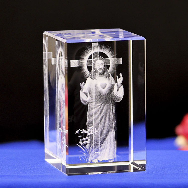 Ornement Chrétien en Cristal 3D – Jésus-Christ