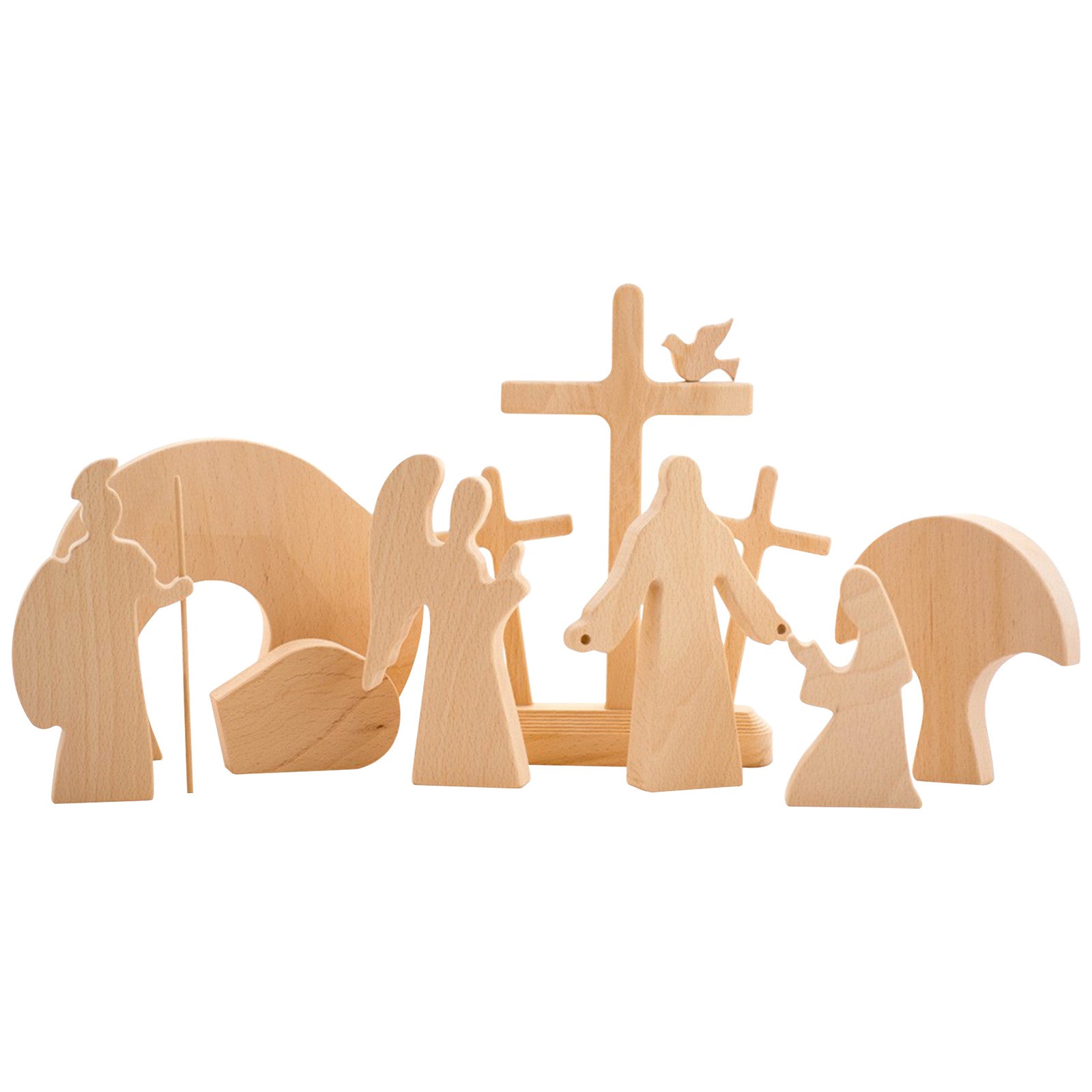 Crèche de Pâques en Bois – Jésus-Christ (Style Naturel)